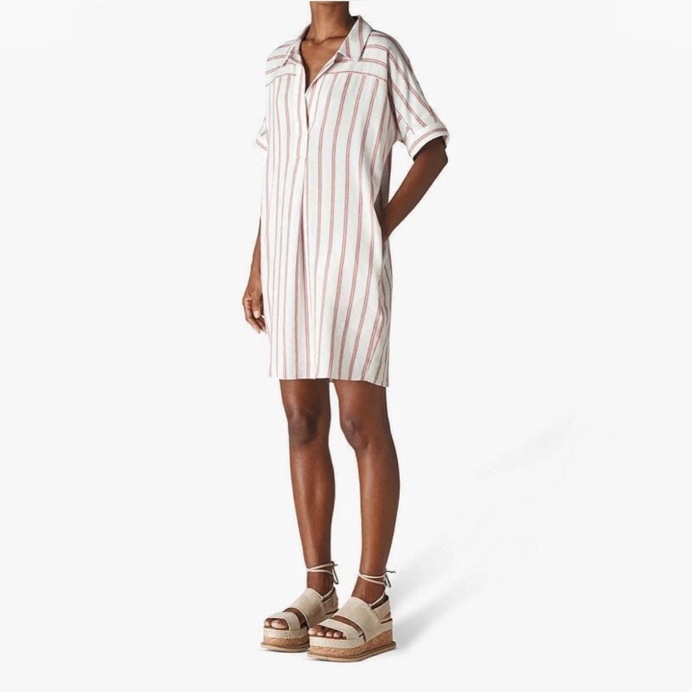 Whistles Sabrina Shirt Dress Small Linen Blend With Pockets